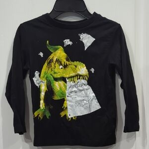 Kids Dinosaur Graphic Long Sleeve Shirt - Black